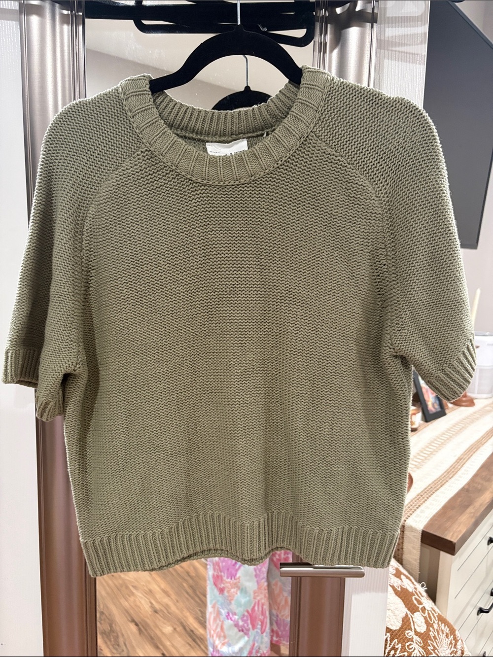 Unbranded Olive Green Short-Sleeve Crew Sweater